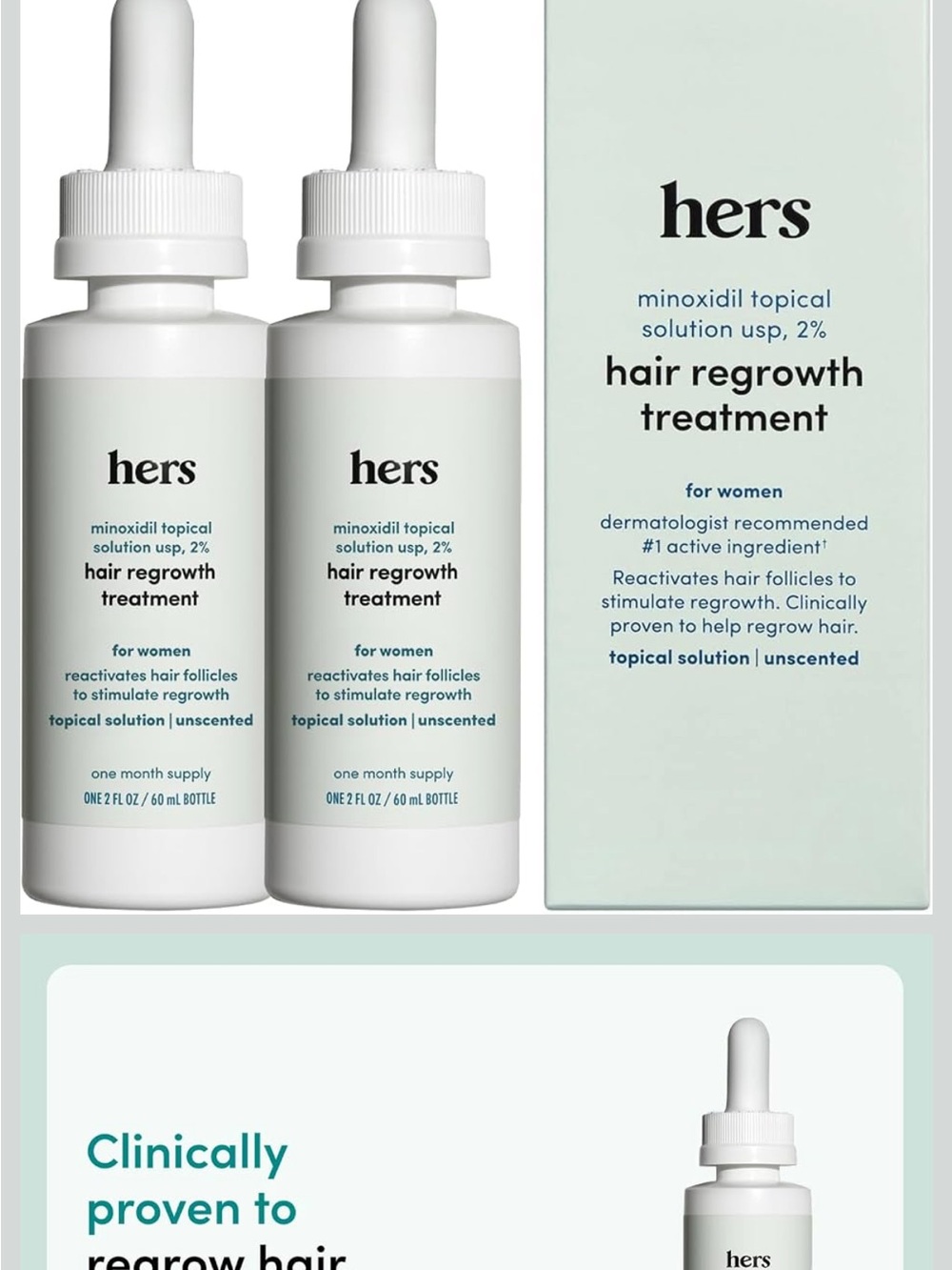 hers Minoxidil Hair Regrowth Treatment for Women - White